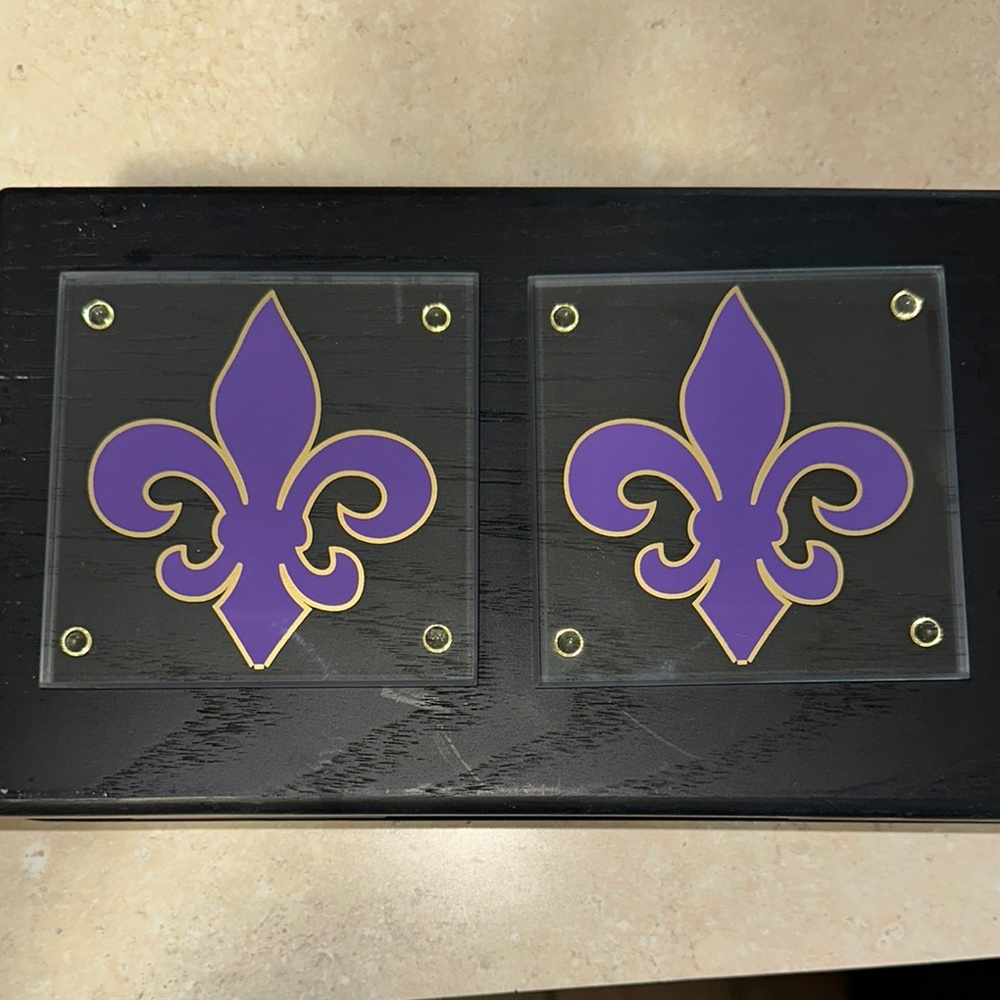 3 Purple Fleur-de-Lis Decorative Accents